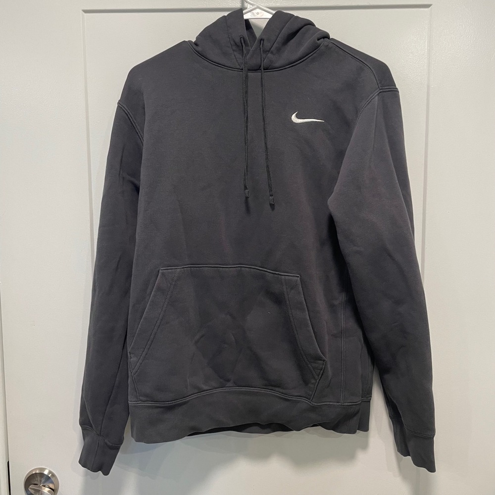 Nike Mens Sportswear Club Fleece Hoodie Charcoal Gray‎ Swoosh Pullover Small